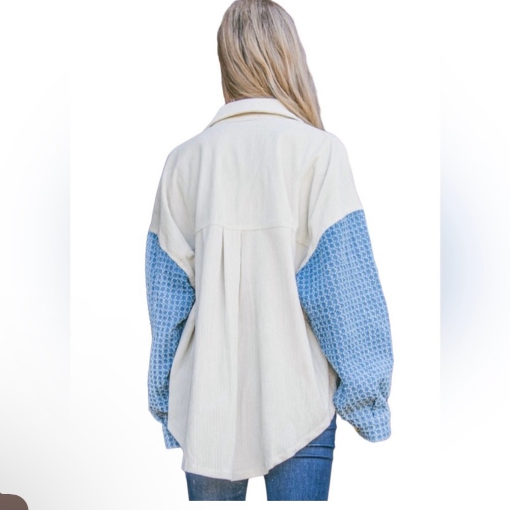 And the Why brand Ivory Corduroy Denim Long Sleeve Jacket - Picture 3 of 6